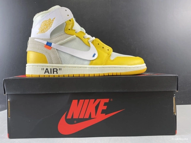 Powder Air 1 White Jordan Yellow-Cone x AQ0818-149 Dark Off-White NRG 0306